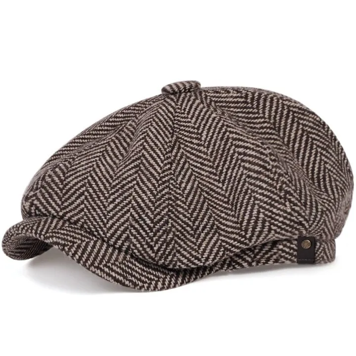 Tommy Shelby Peaky  Newsboy Hats Vintage Herringbone Octagon Cap
