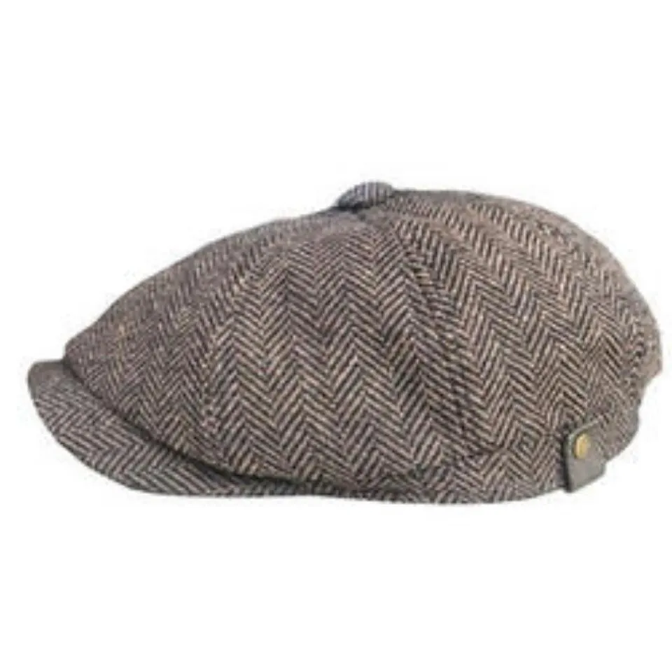 Tommy Shelby Peaky  Newsboy Hats Vintage Herringbone Octagon Cap