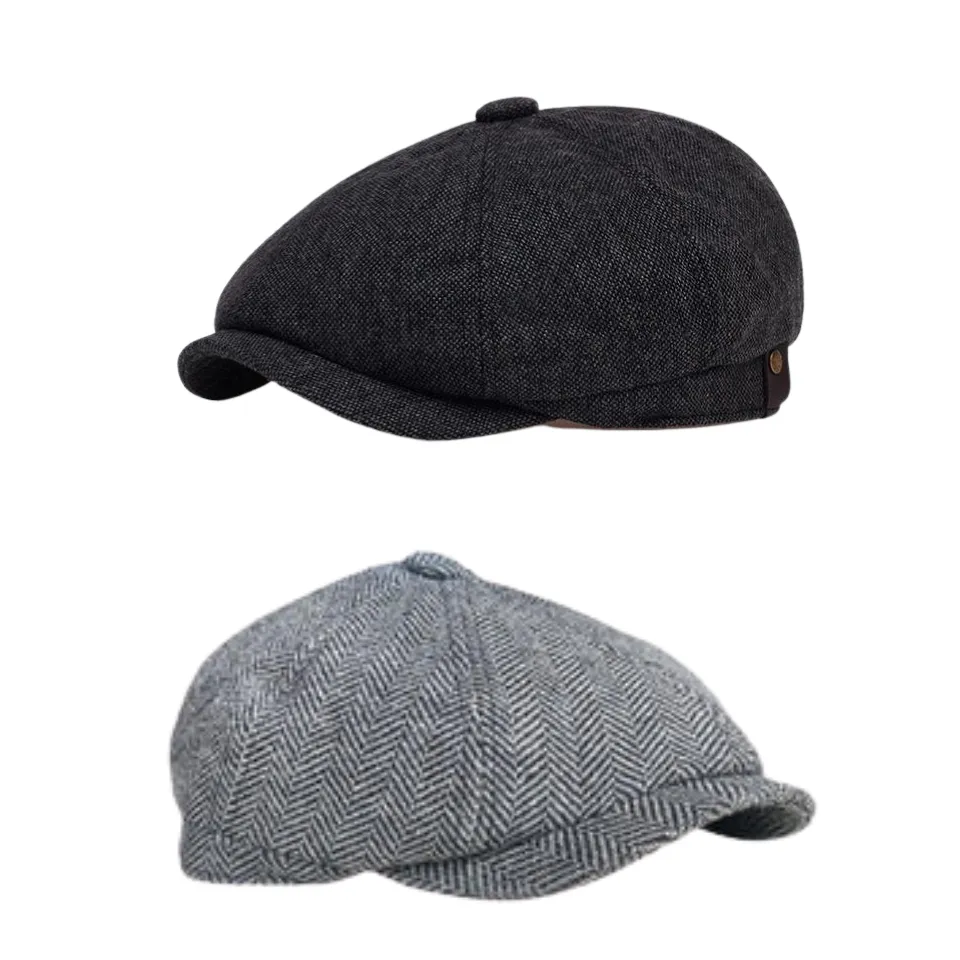 Tommy Shelby Peaky  Newsboy Hats Vintage Herringbone Octagon Cap