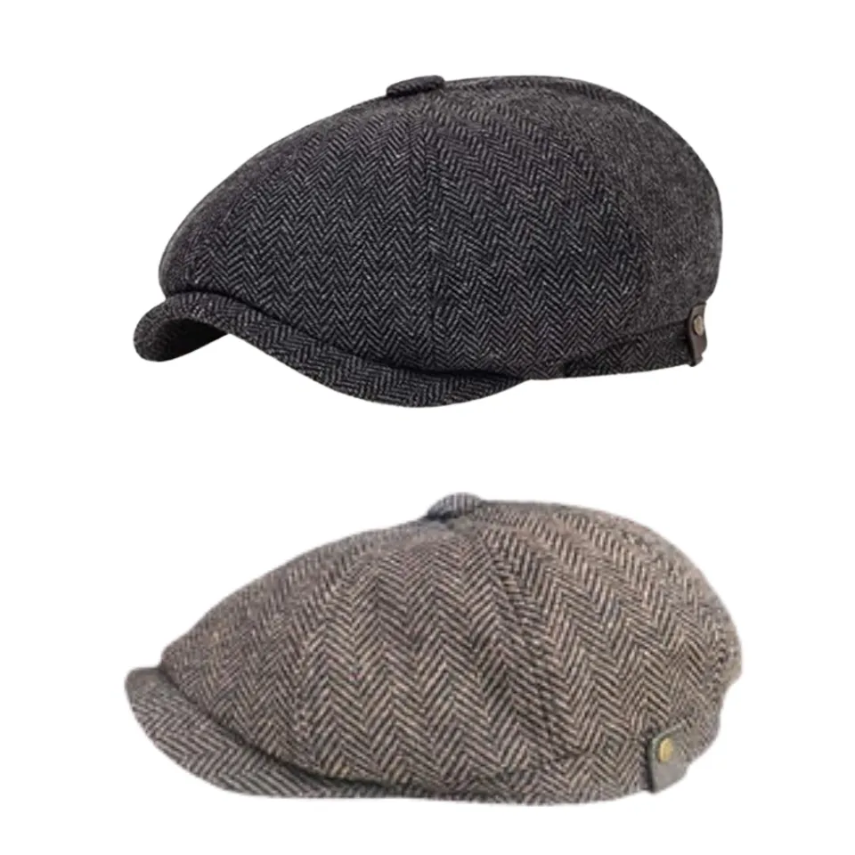 Tommy Shelby Peaky  Newsboy Hats Vintage Herringbone Octagon Cap