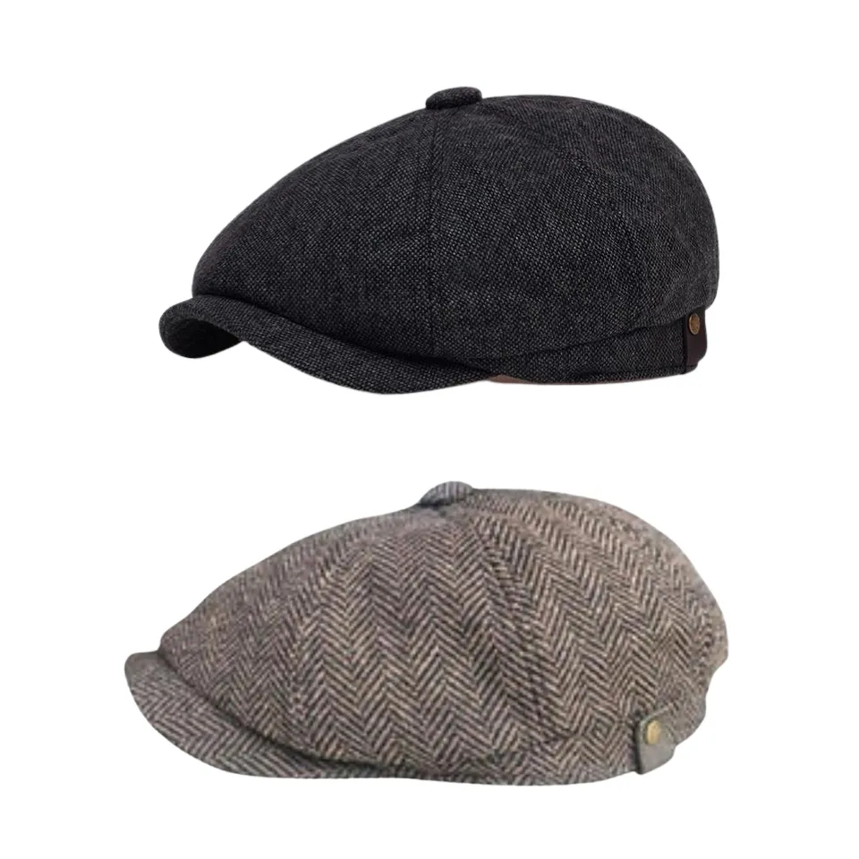 Tommy Shelby Peaky  Newsboy Hats Vintage Herringbone Octagon Cap