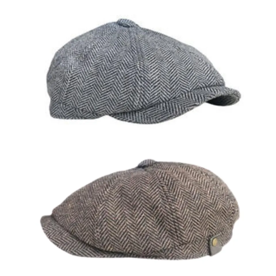 Tommy Shelby Peaky  Newsboy Hats Vintage Herringbone Octagon Cap