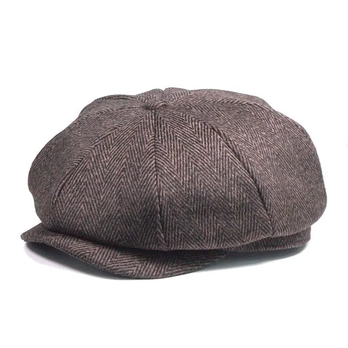 Tommy Shelby Peaky  Newsboy Hats Vintage Herringbone Octagon Cap