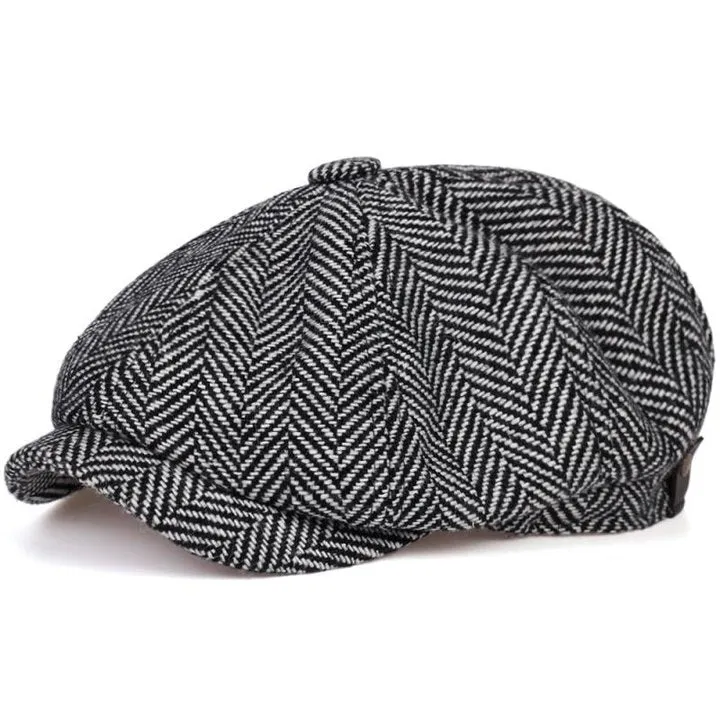Tommy Shelby Peaky  Newsboy Hats Vintage Herringbone Octagon Cap