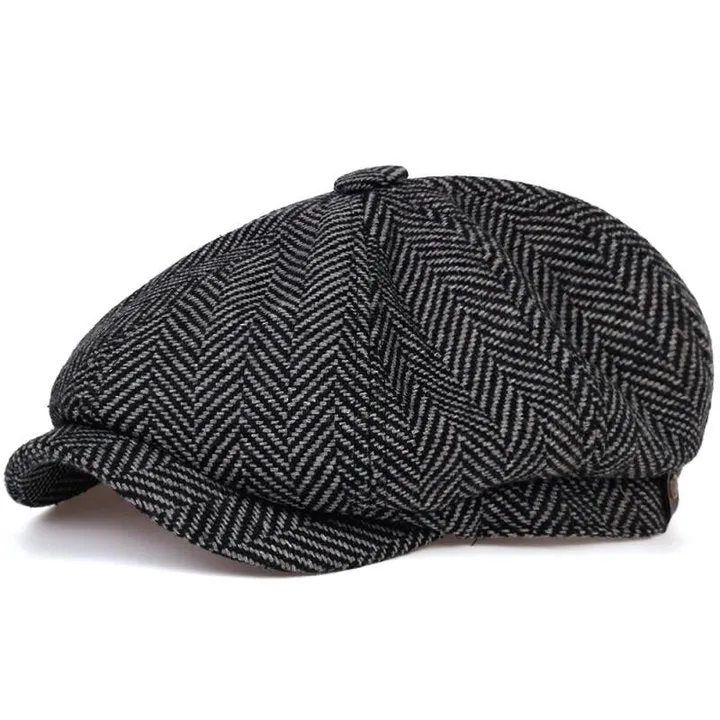 Tommy Shelby Peaky  Newsboy Hats Vintage Herringbone Octagon Cap