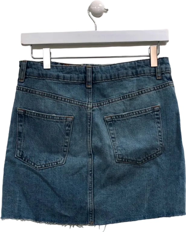Topshop Blue Moto Denim Mini Skirt UK 10