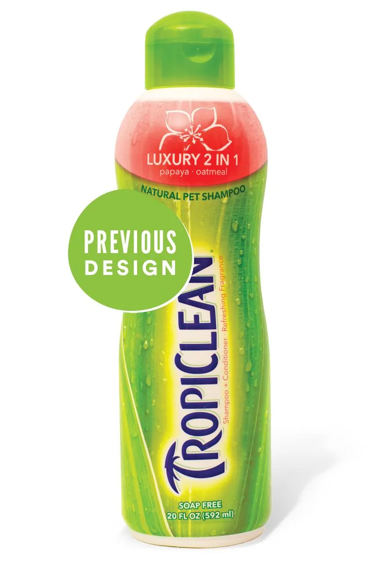 TropiClean Papaya & Coconut Luxury 2 in 1 Cleansing Pet Shampoo and Conditioner for Dogs and Cats