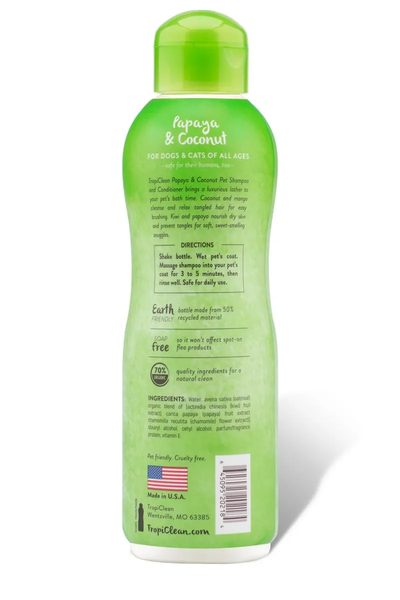 TropiClean Papaya & Coconut Luxury 2 in 1 Cleansing Pet Shampoo and Conditioner for Dogs and Cats