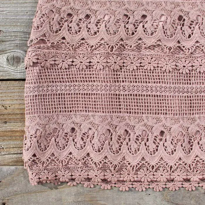 Tucked Lace Dress in Sand