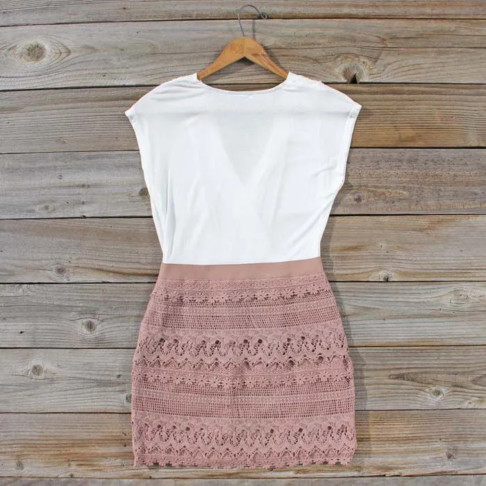 Tucked Lace Dress in Sand