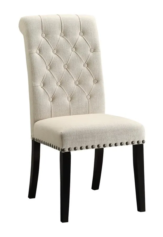 Tufted Back Upholstered Side Chairs in Beige