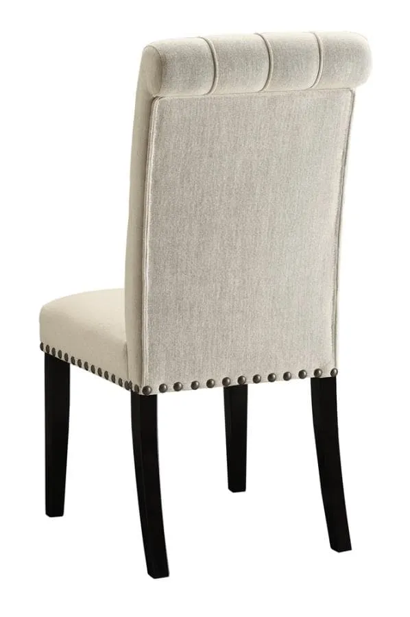 Tufted Back Upholstered Side Chairs in Beige