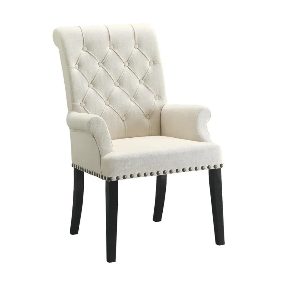Tufted Back Upholstered Side Chairs in Beige