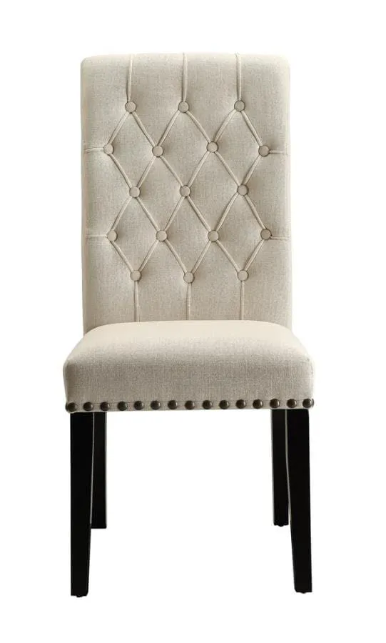 Tufted Back Upholstered Side Chairs in Beige