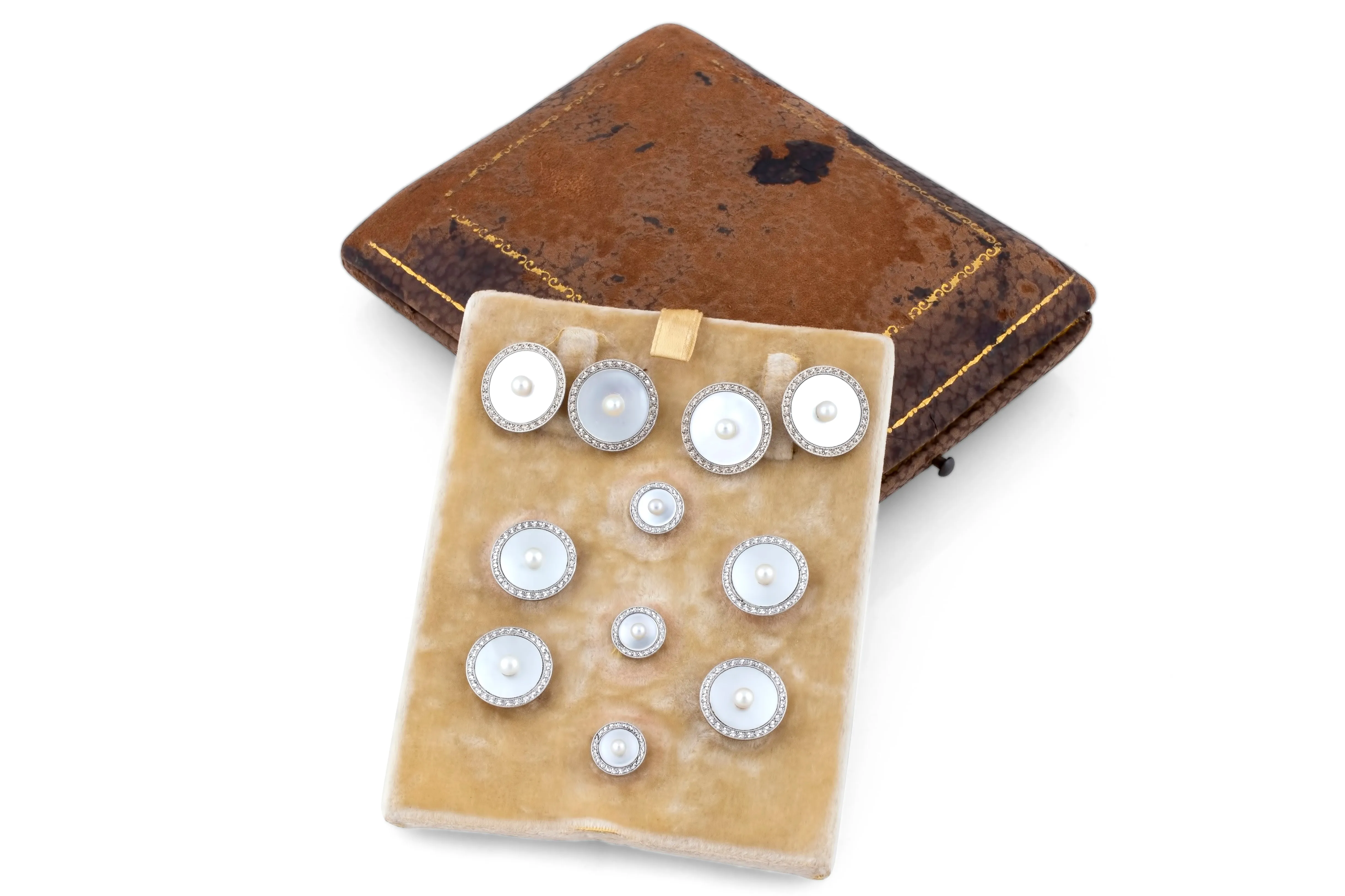 Tuxedo Set - Art Deco Mother of Pearl & 14K Gold