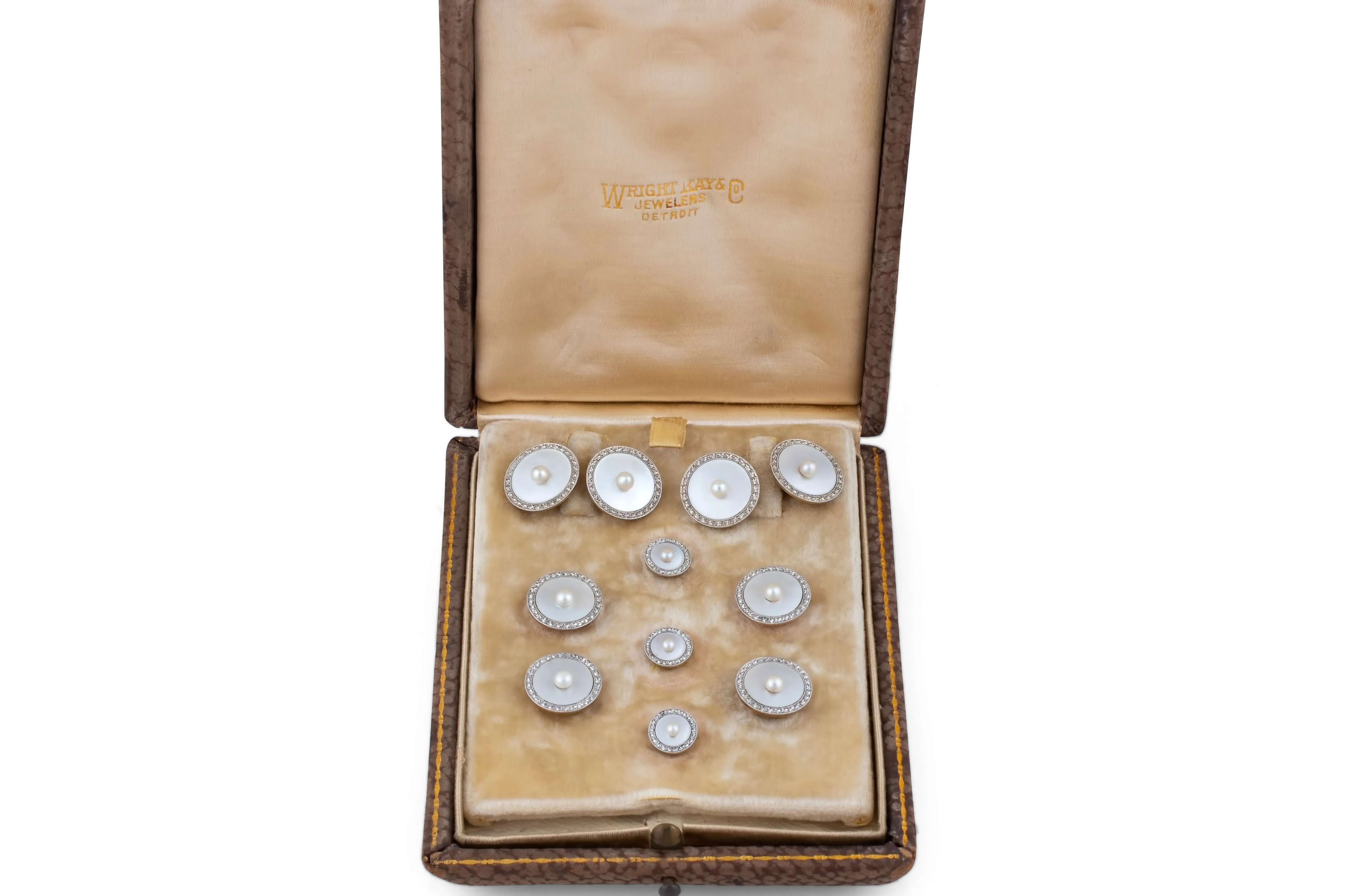 Tuxedo Set - Art Deco Mother of Pearl & 14K Gold