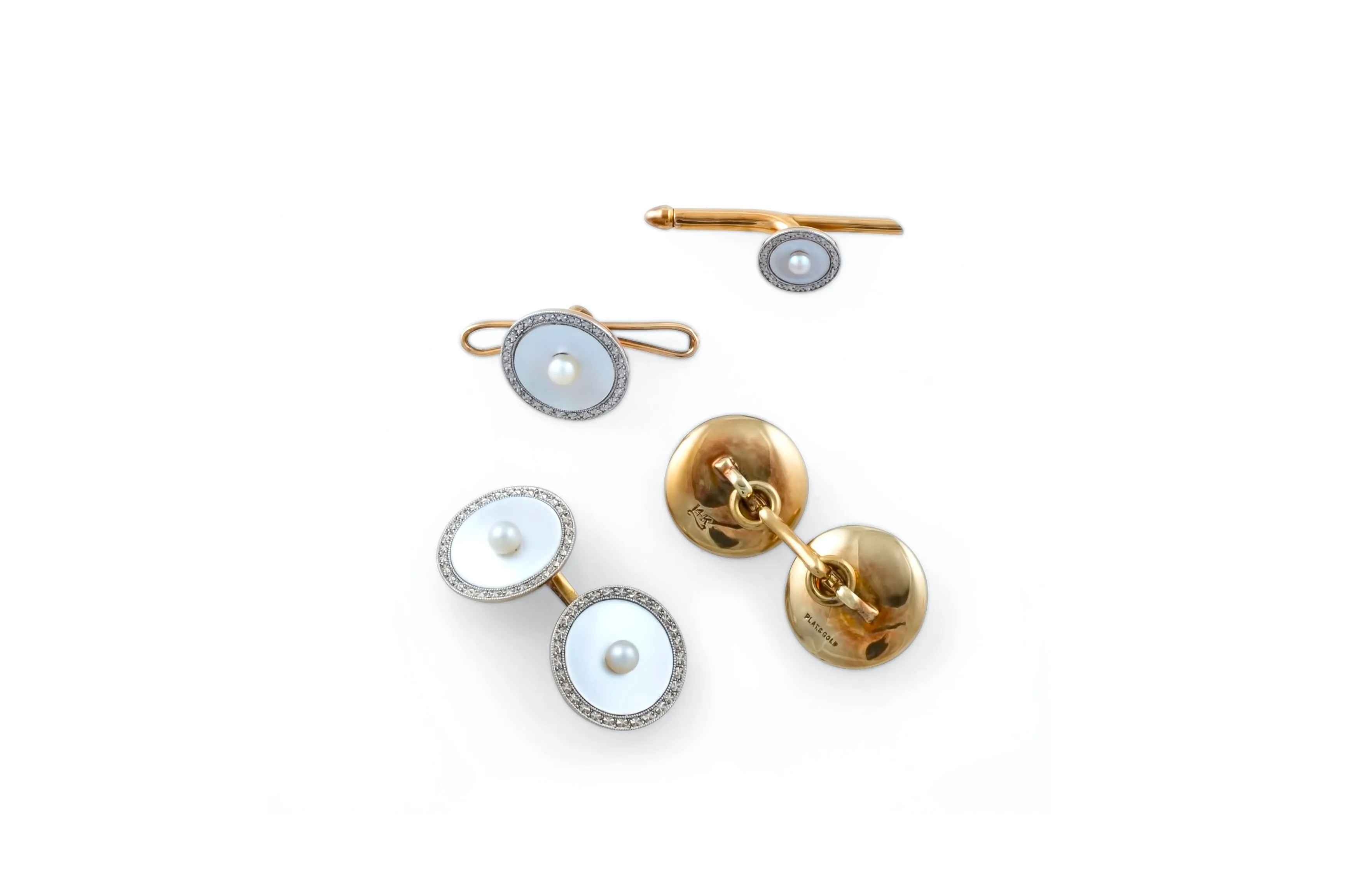 Tuxedo Set - Art Deco Mother of Pearl & 14K Gold
