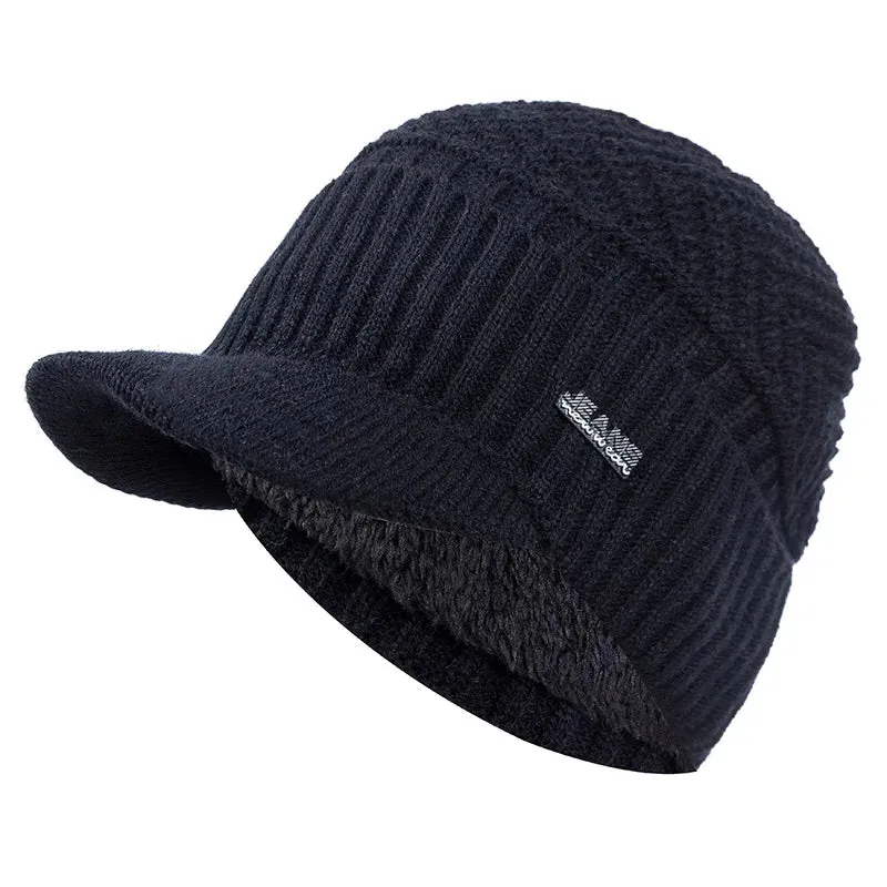 Unisex Plush Fleece-Lined Knitted Beanie Hat