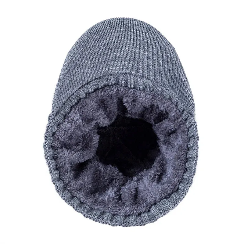 Unisex Plush Fleece-Lined Knitted Beanie Hat