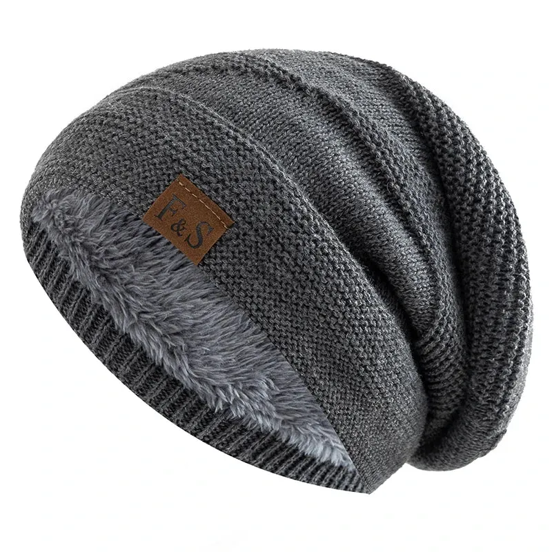 Unisex Slouchy Winter Beanie - Fur Lining