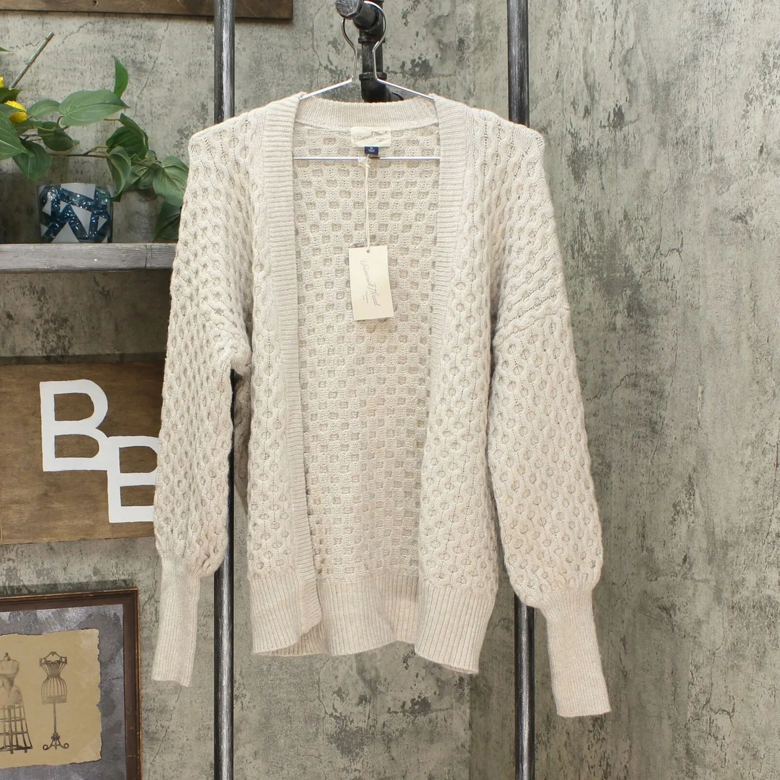Universal Thread Women's Honeycomb Long Sleeve Open Neck Layering Sweater