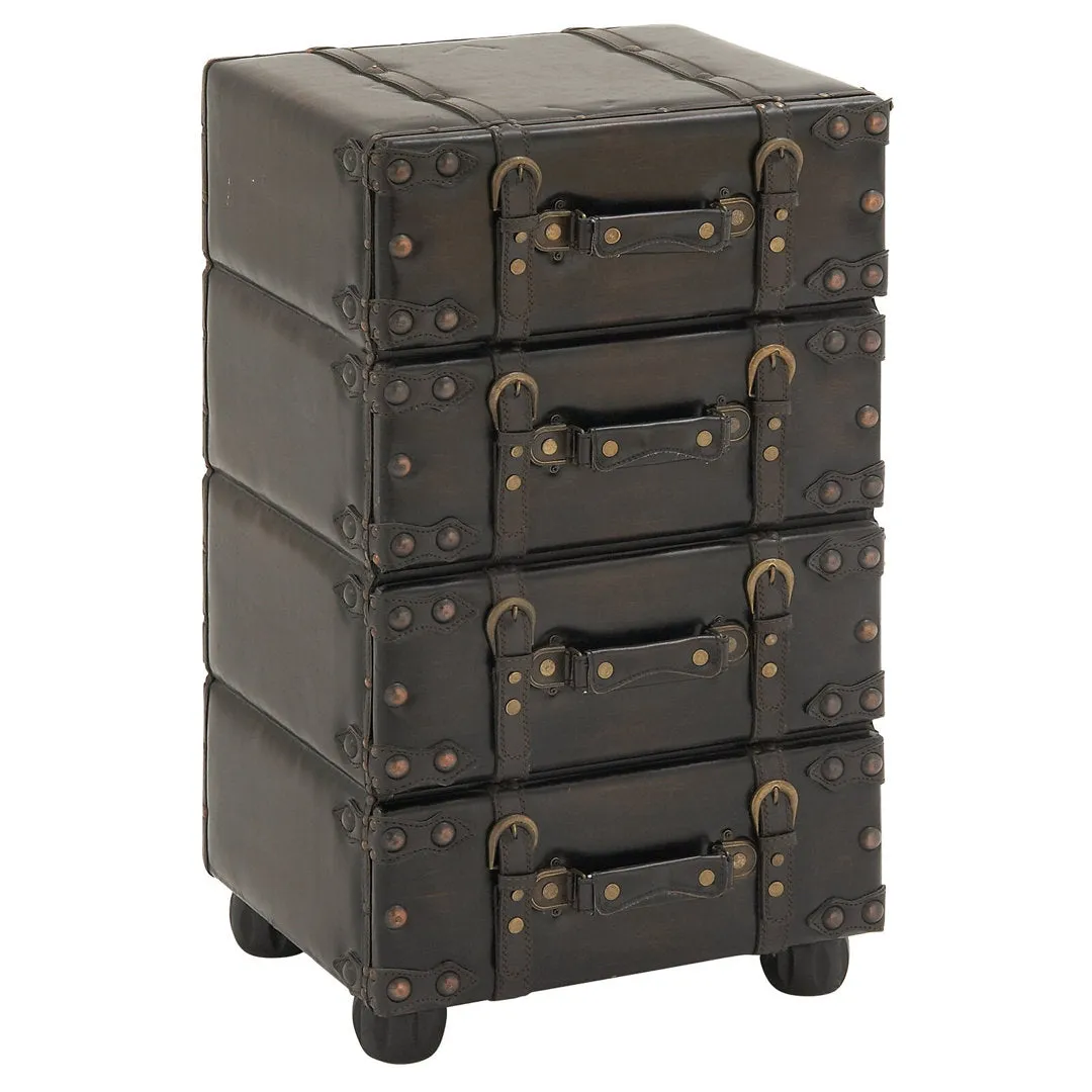Urbana 4-Drawer Accent Chest with Buckle Straps & Gold Stud Accents Steelside™