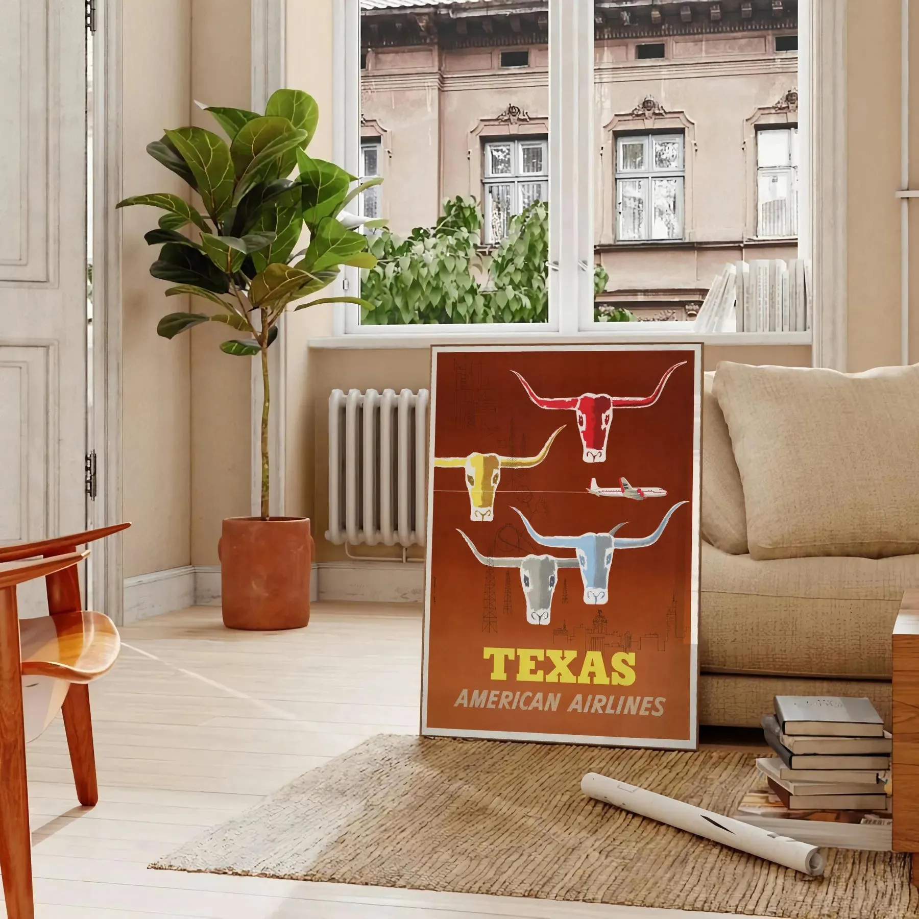 Us Texas American Airlines Travel Poster Wall Print