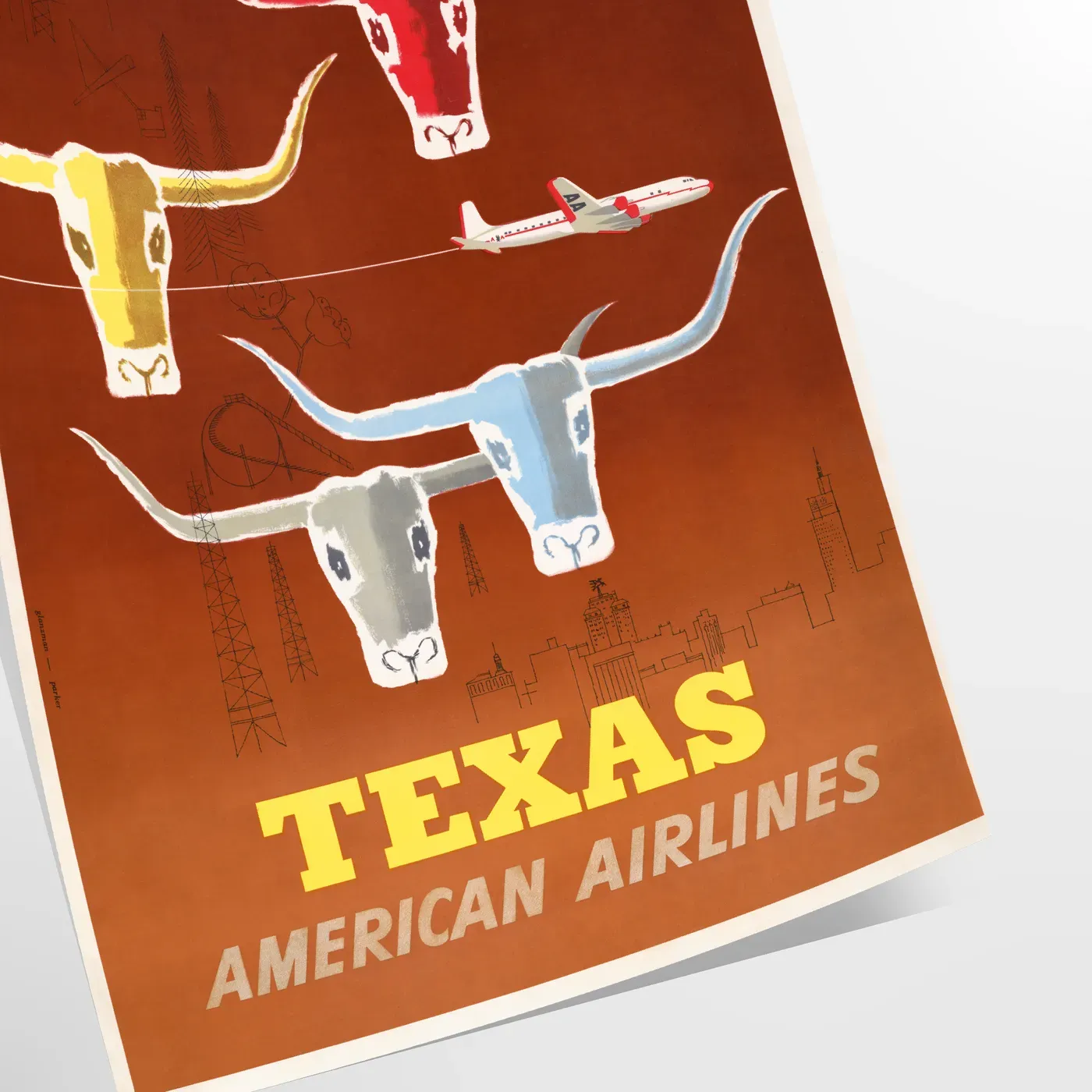 Us Texas American Airlines Travel Poster Wall Print