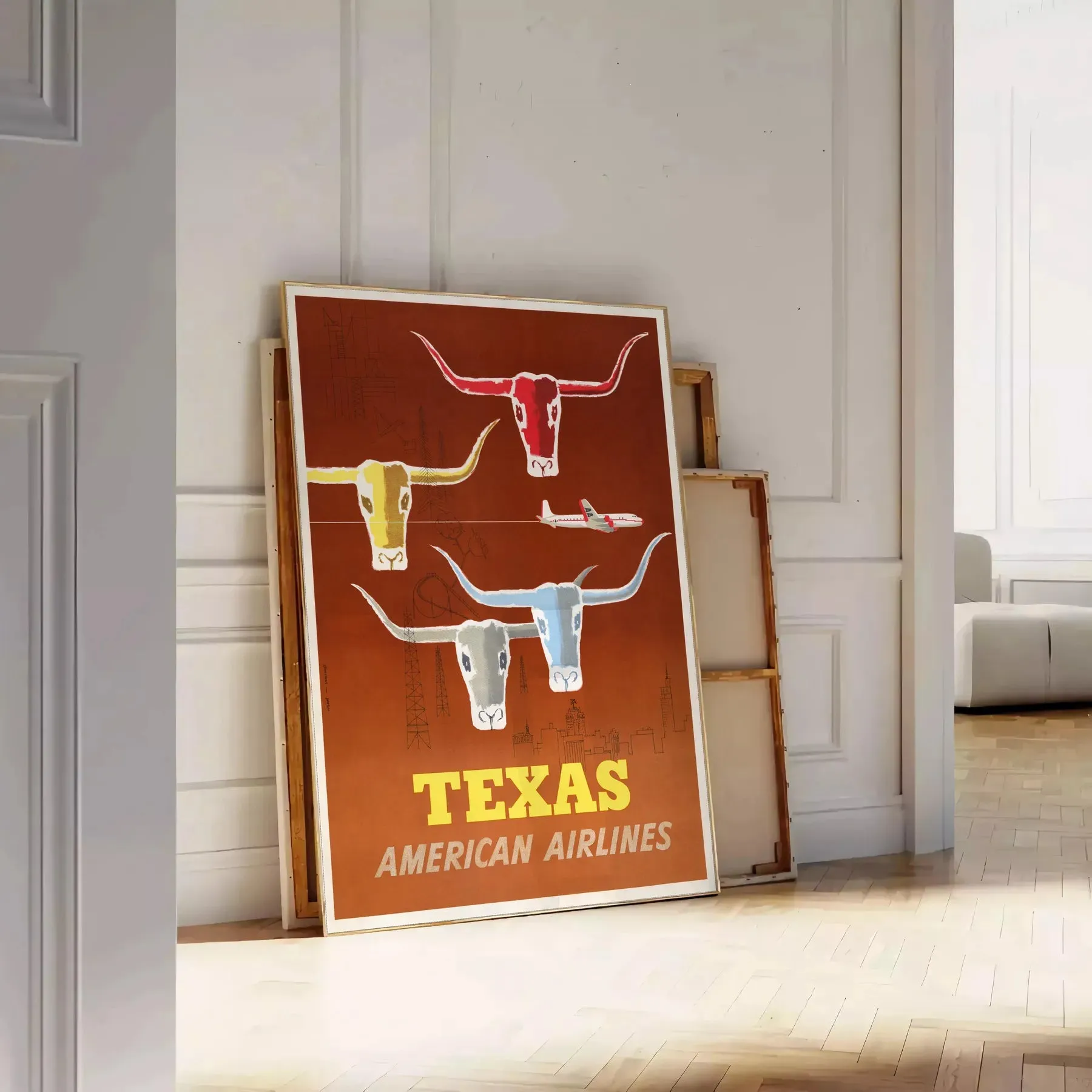 Us Texas American Airlines Travel Poster Wall Print