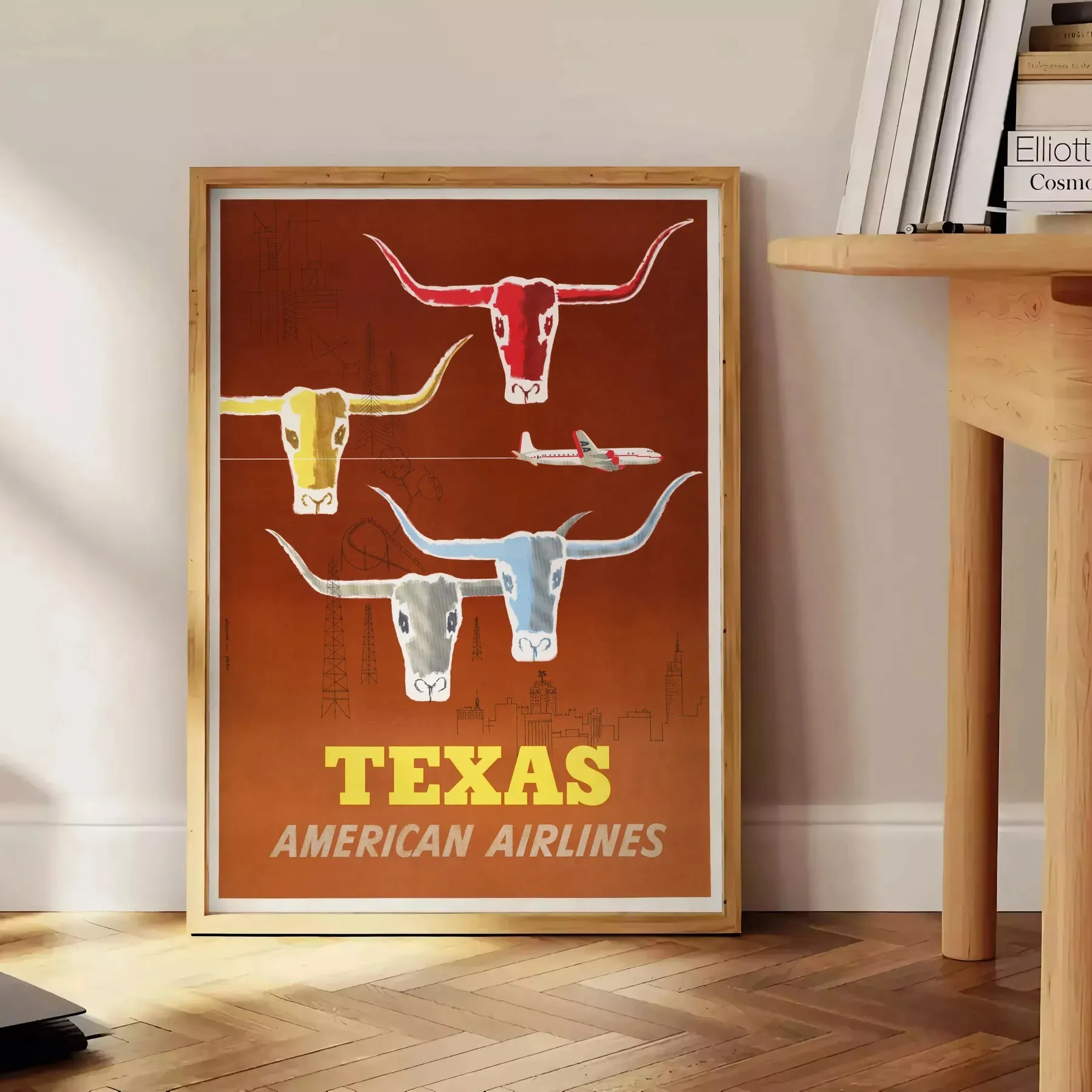 Us Texas American Airlines Travel Poster Wall Print