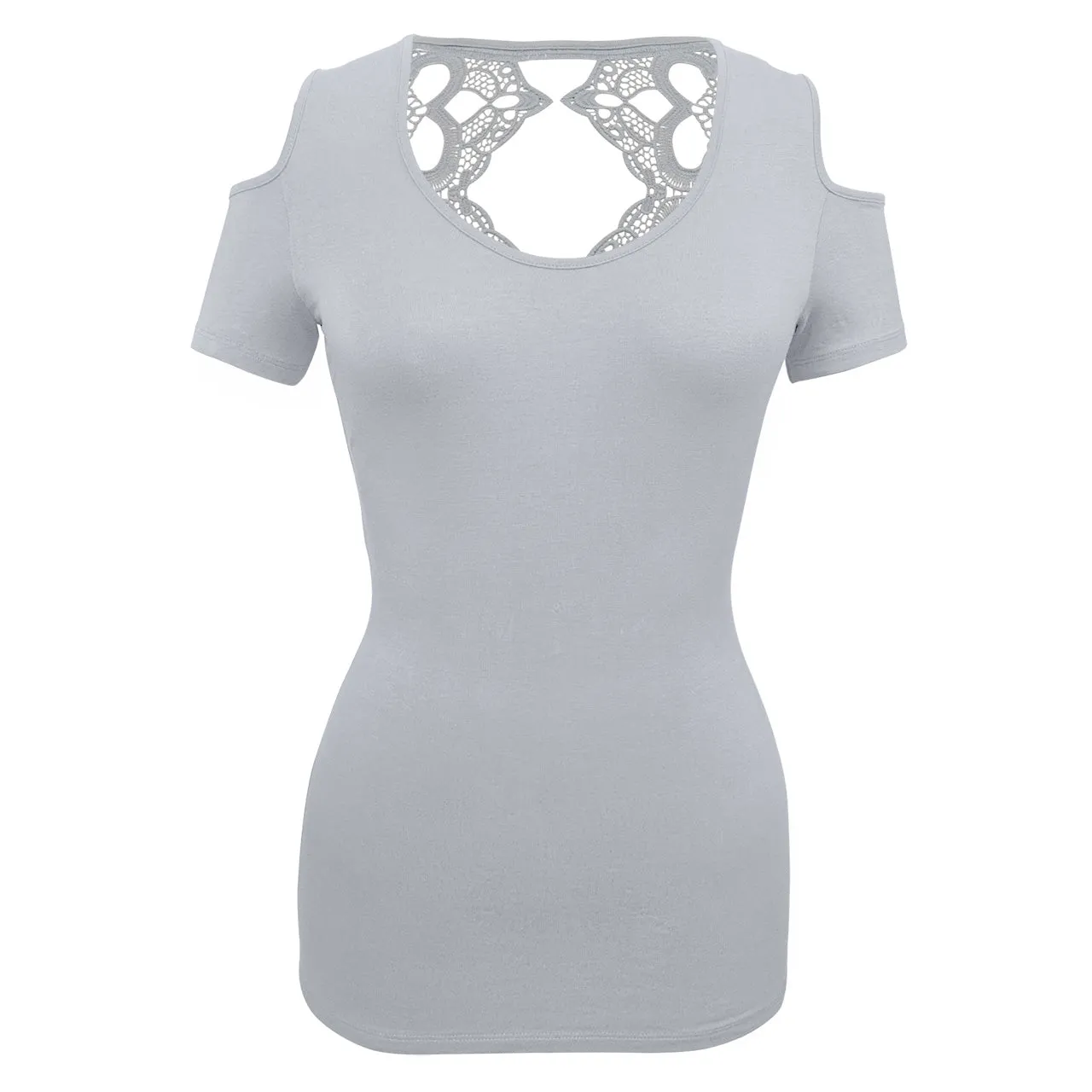 VB021/VB121 - Ladies Half Sleeve Shirts Lace back and shoulder cutoffs