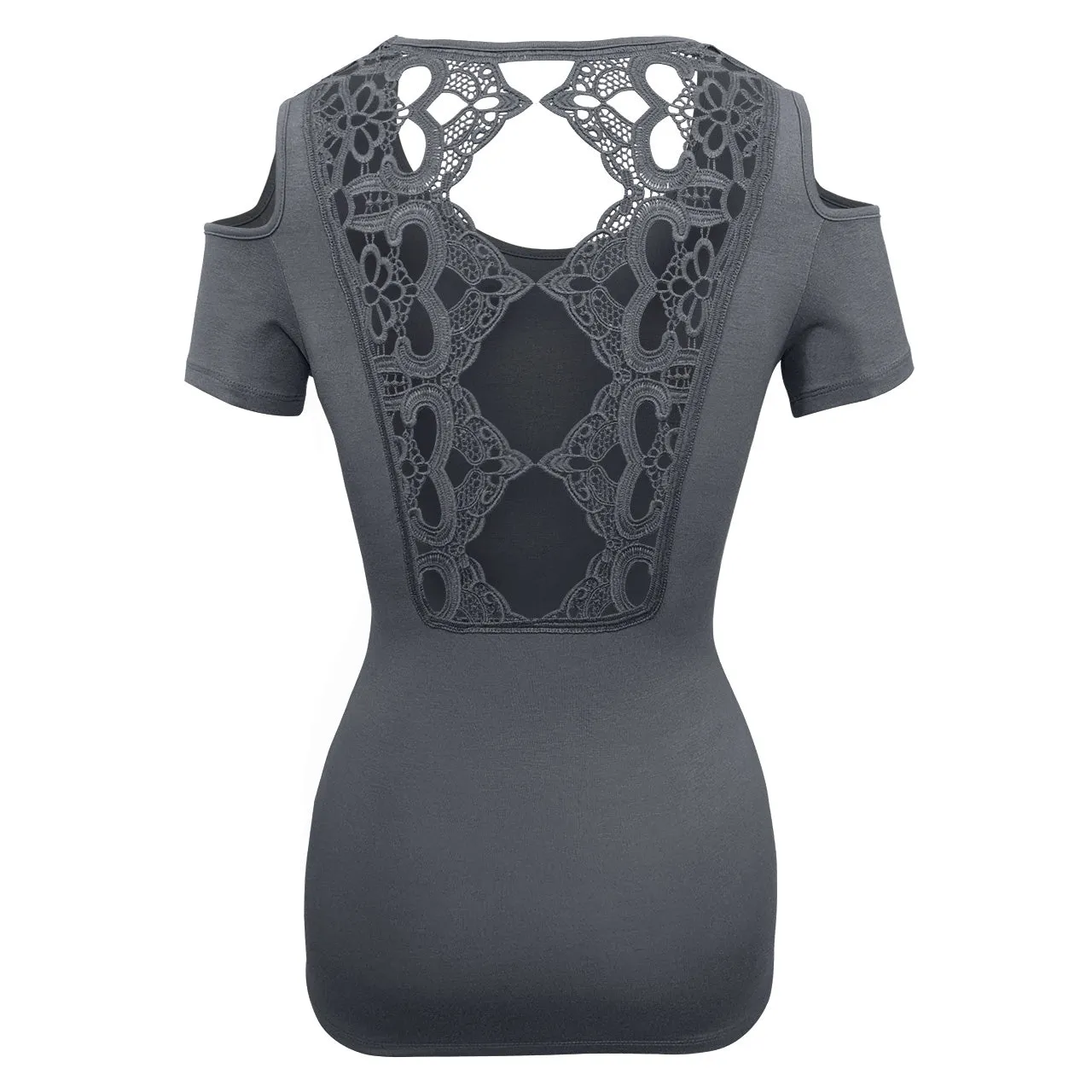 VB021/VB121 - Ladies Half Sleeve Shirts Lace back and shoulder cutoffs