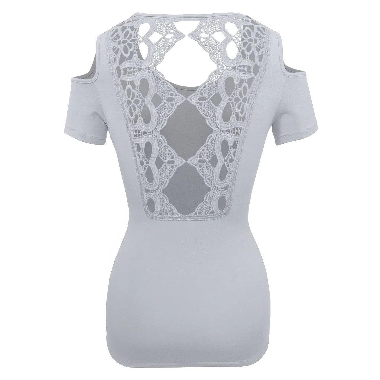 VB021/VB121 - Ladies Half Sleeve Shirts Lace back and shoulder cutoffs