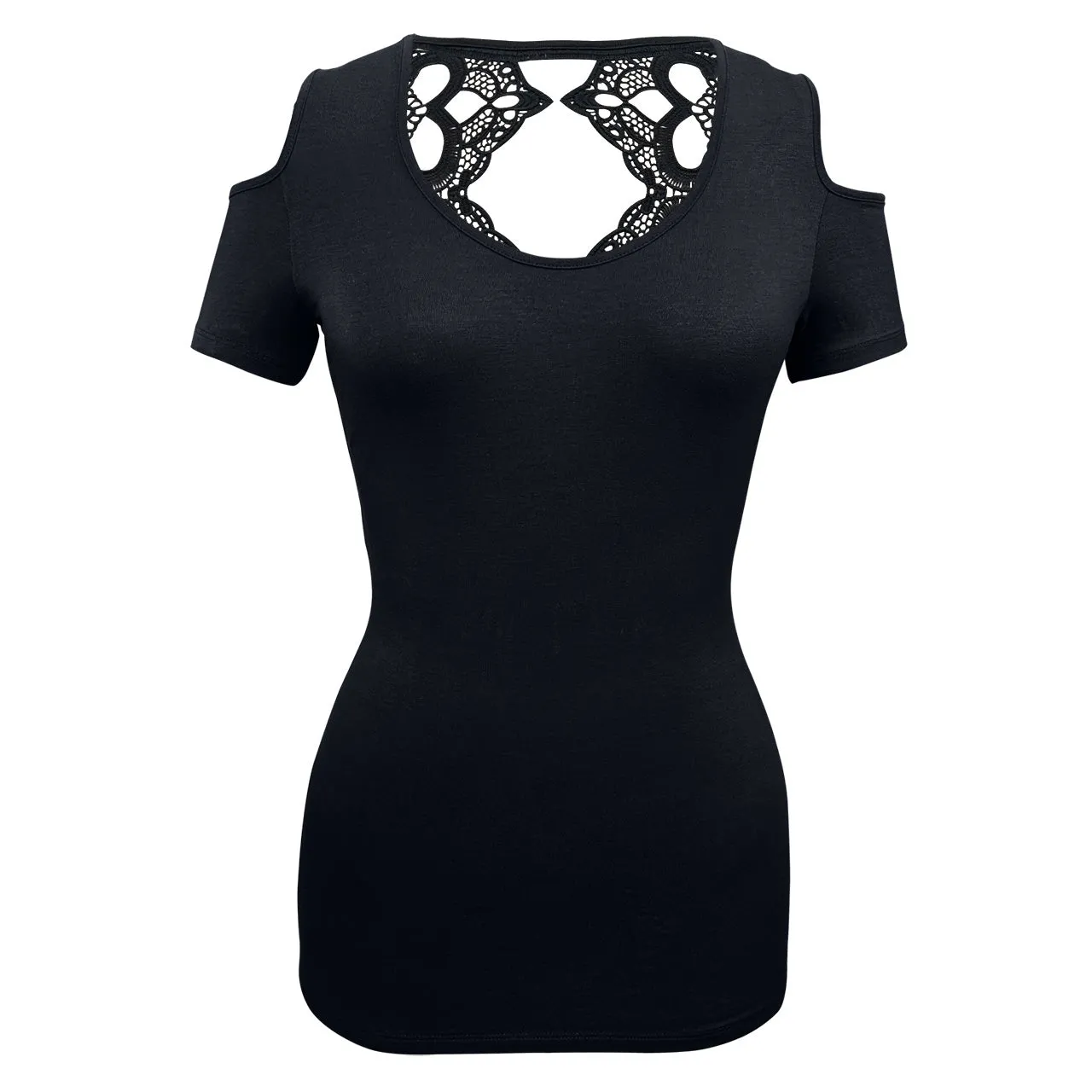 VB021/VB121 - Ladies Half Sleeve Shirts Lace back and shoulder cutoffs