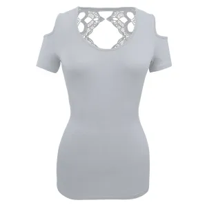 VB021/VB121 - Ladies Half Sleeve Shirts Lace back and shoulder cutoffs