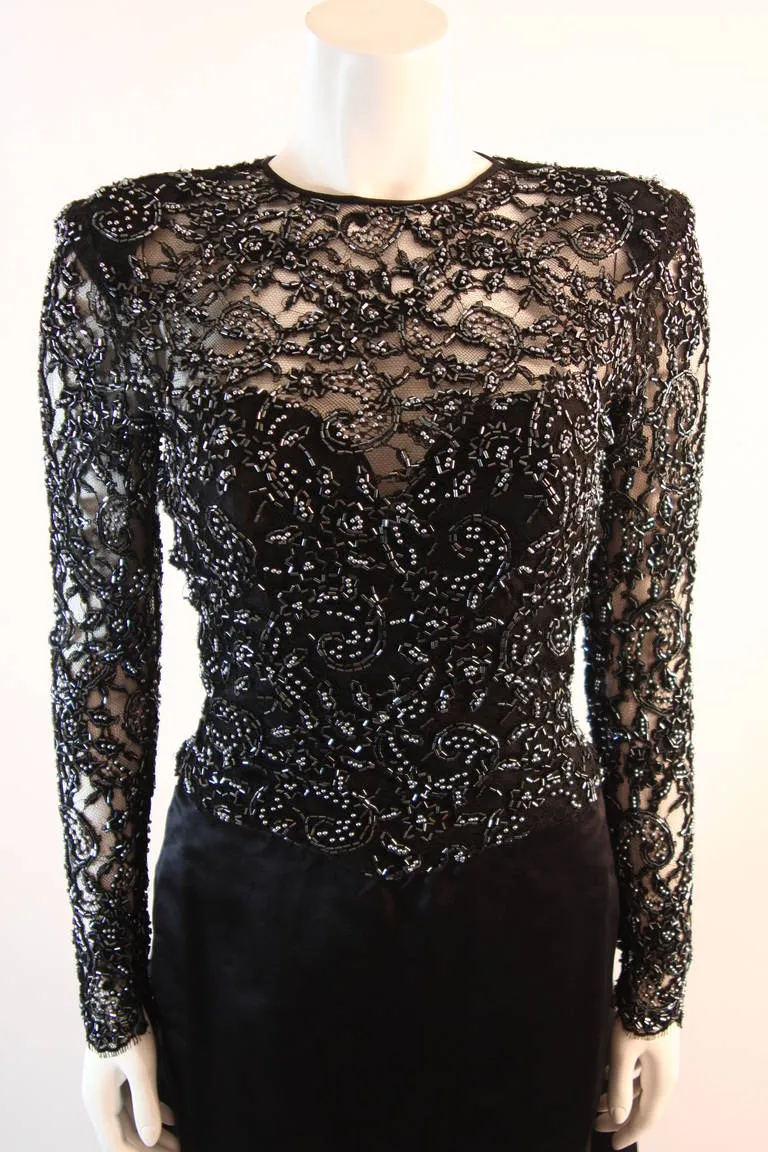 VICKY TIEL Embellished Lace Gown Size 38