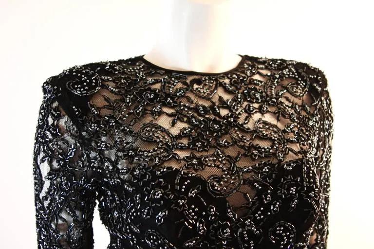 VICKY TIEL Embellished Lace Gown Size 38