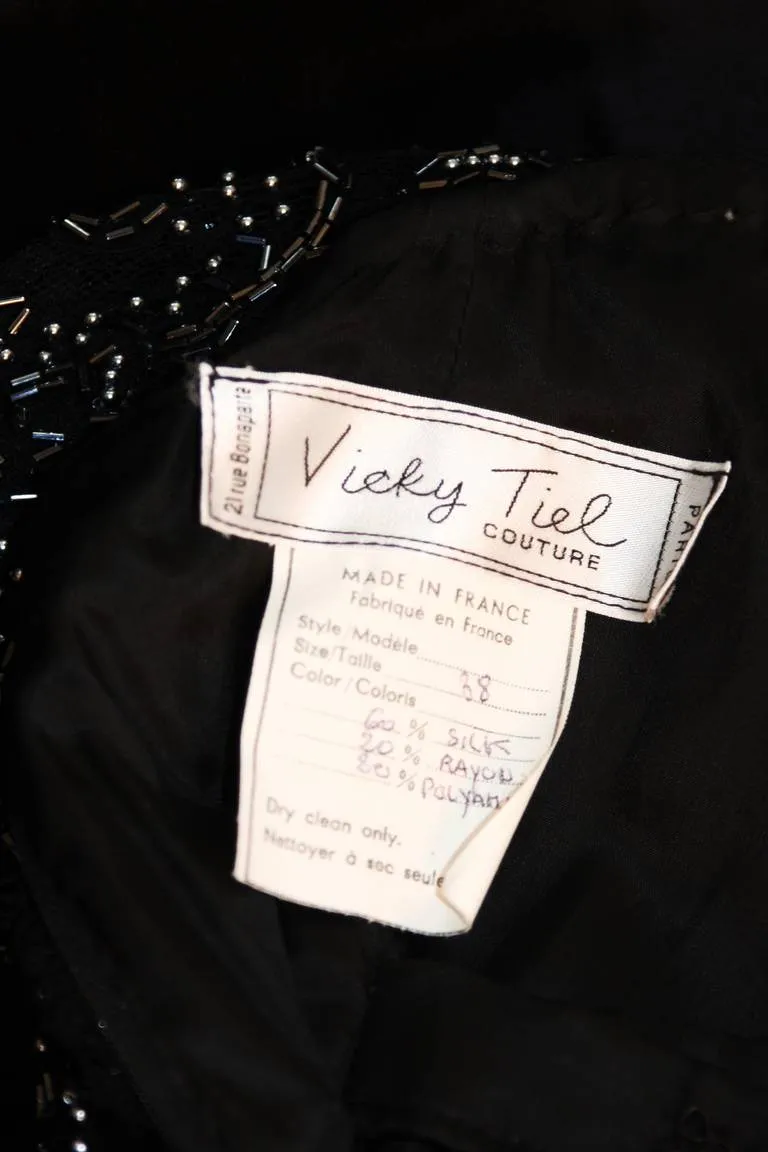 VICKY TIEL Embellished Lace Gown Size 38