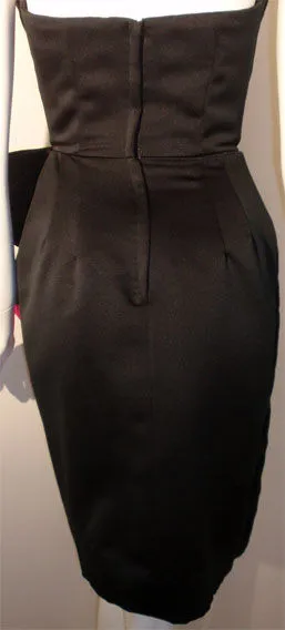 VICTOR COSTA 1980s Black and Pink Silk Cocktail Dress