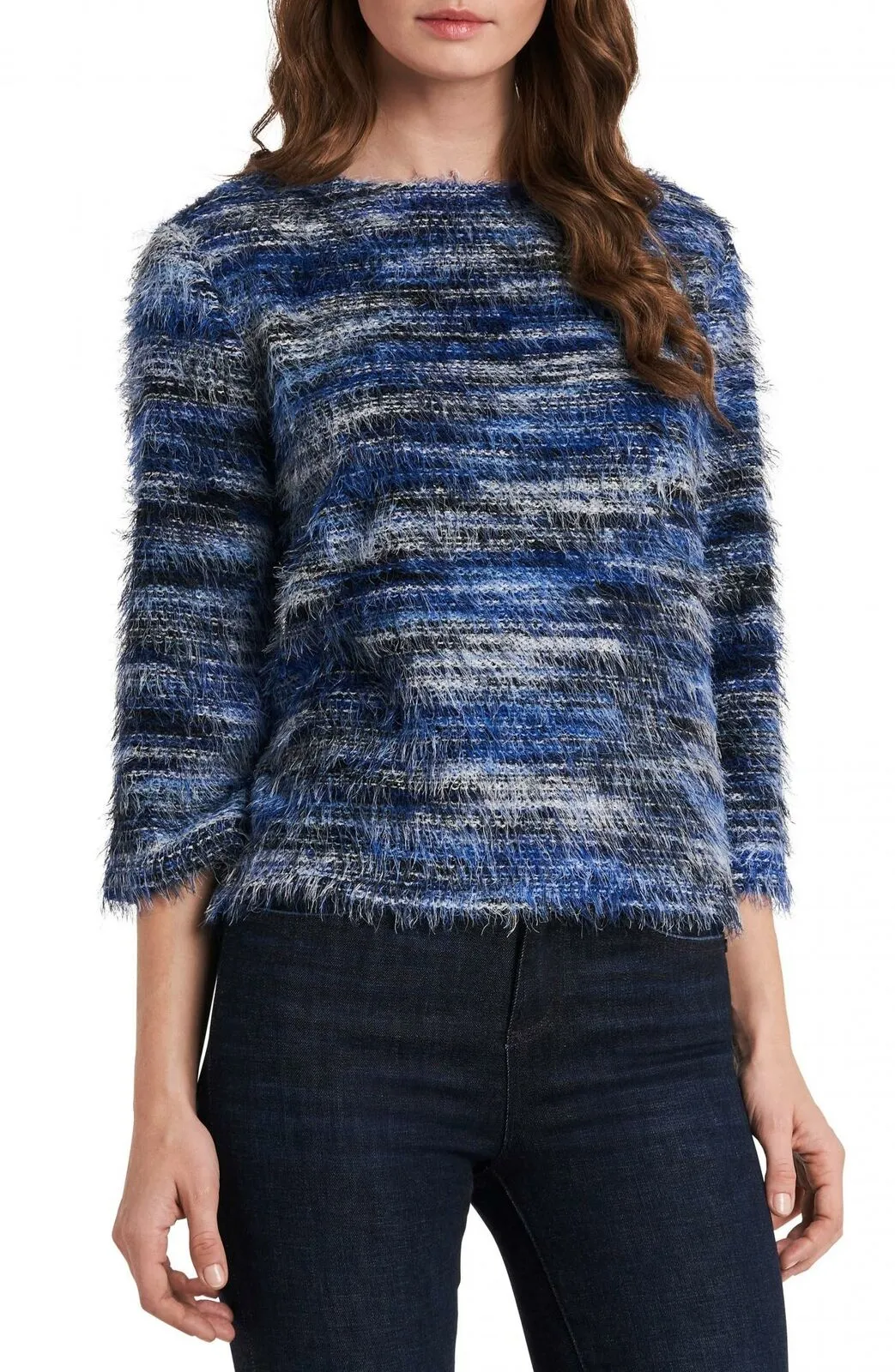 Vince Camuto Women's 3/4 Sleeve Eyelash Knit Sweater