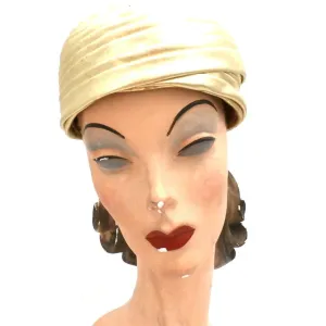 Vintage 1950s Hat Adolfo Realites Gold Metallic Turban 22" Head