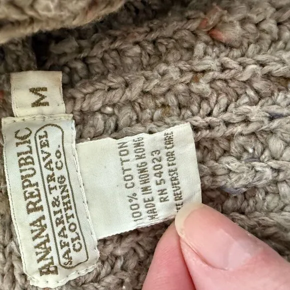 Vintage 70s 80s Banana Republic Safari &amp; Travel Clothing Co Cardigan Sweater Cot