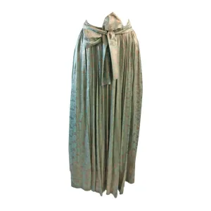VINTAGE Circa 1950s Turquoise and Bronze Brocade Skirt with Tie Belt