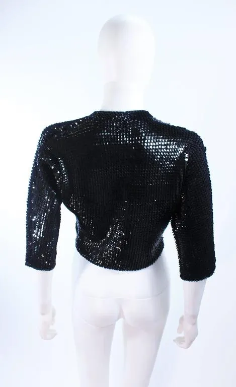 VINTAGE Circa 1960s Black Wool Sequin Cardigan Size 4