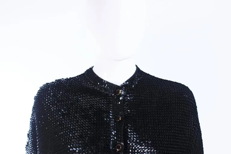 VINTAGE Circa 1960s Black Wool Sequin Cardigan Size 4