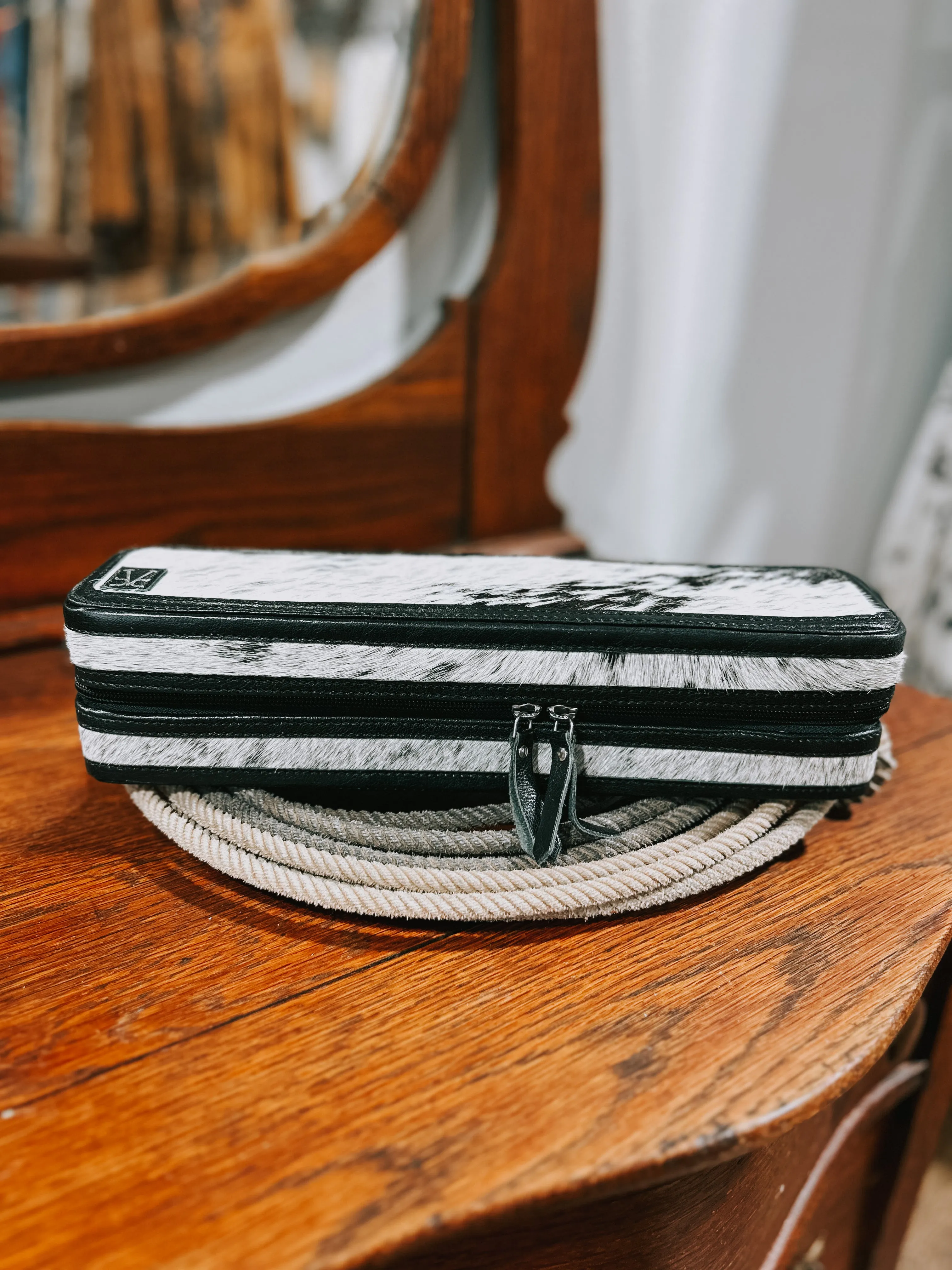 Vintage Cowgirl Flat Iron/ Curling Iron Cowhide Case
