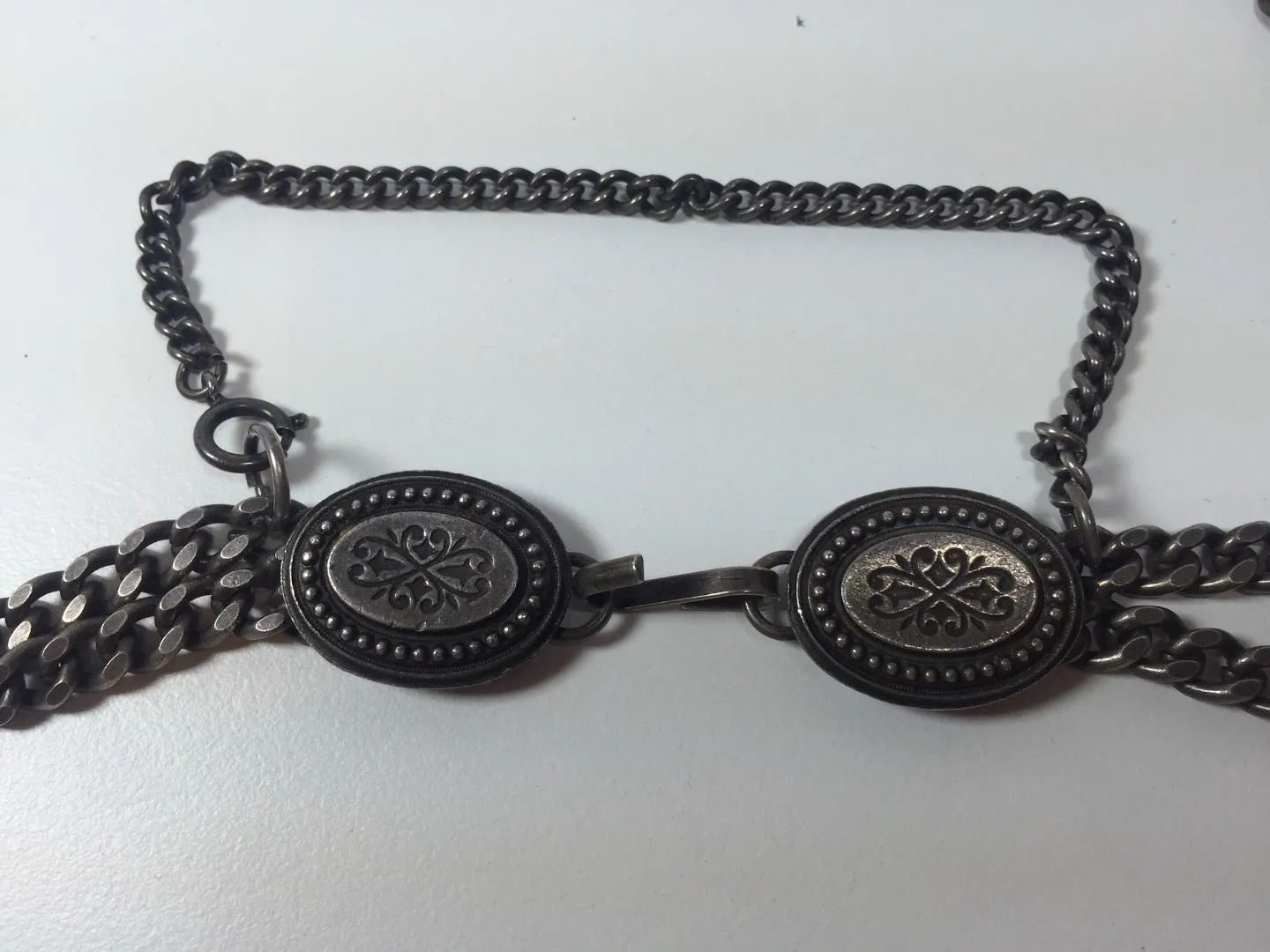 VINTAGE Distressed Metal Drape Chain Belt with Safety Catch