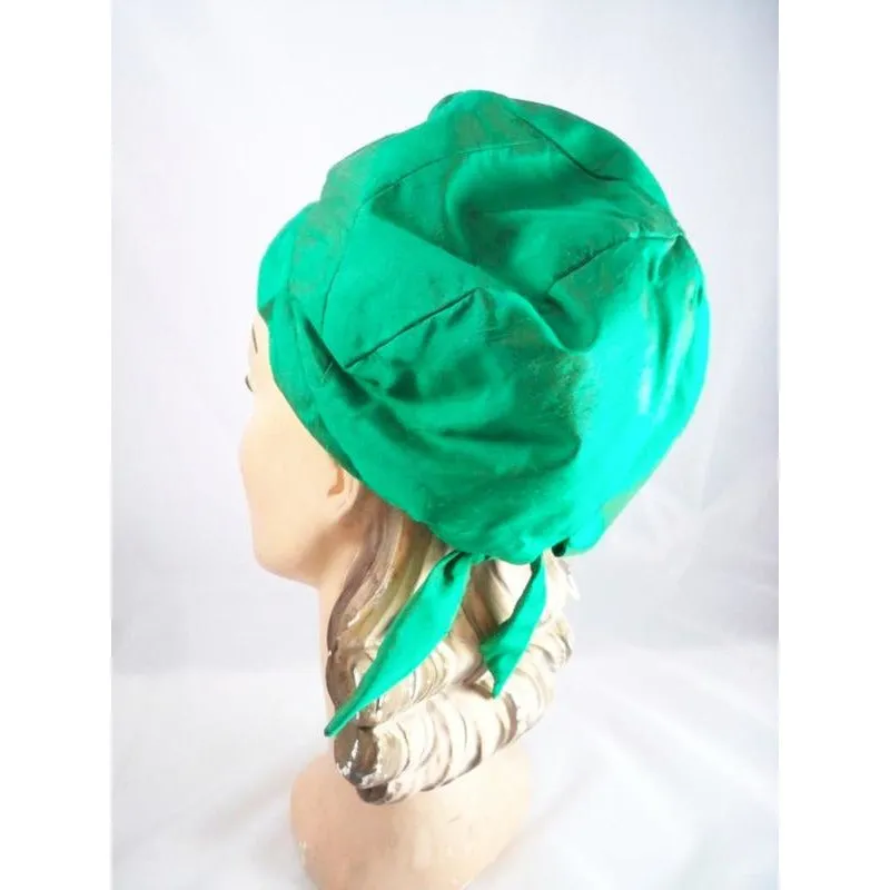 Vintage Green Silk Bubble Beehive Hat 1950s Large