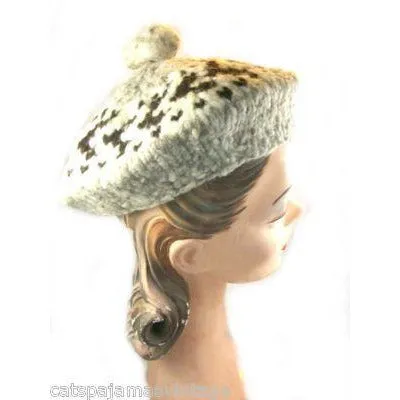 Vintage Hand Knit Hat Huge Beret 1940S