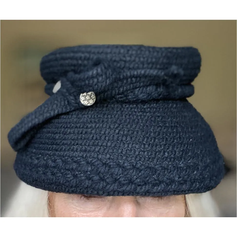 Vintage Hat Black Knit Everitt Bucket Style 1950s One size